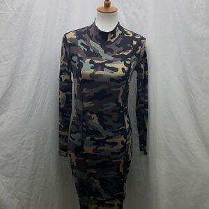 AKIRA black label camo Now You See Me standing seam bodycon dress L